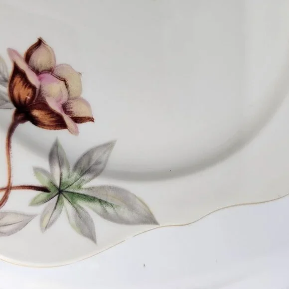 6 Blue Woodrose Square Lunch Plate 7.5" Meito Japan salad gold scalloped edge vt - Picture 4 of 9